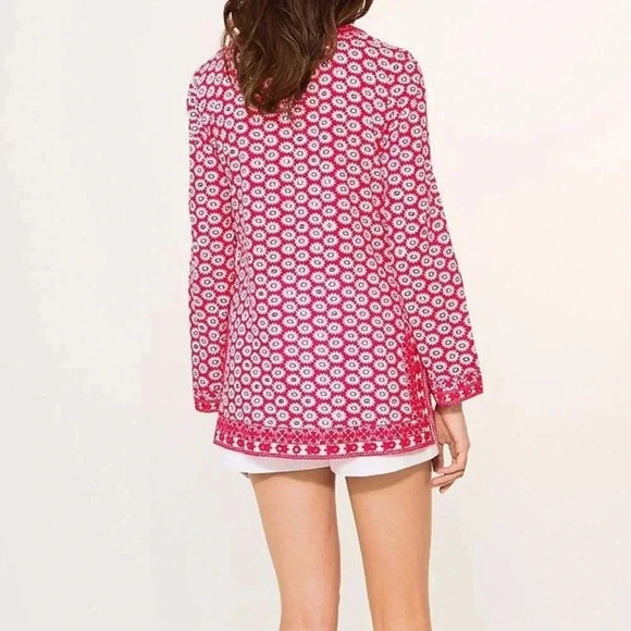 TORY BURCH EUC Jayne Mod Flower Print Sequin Tunic Top - Picture 2 of 11